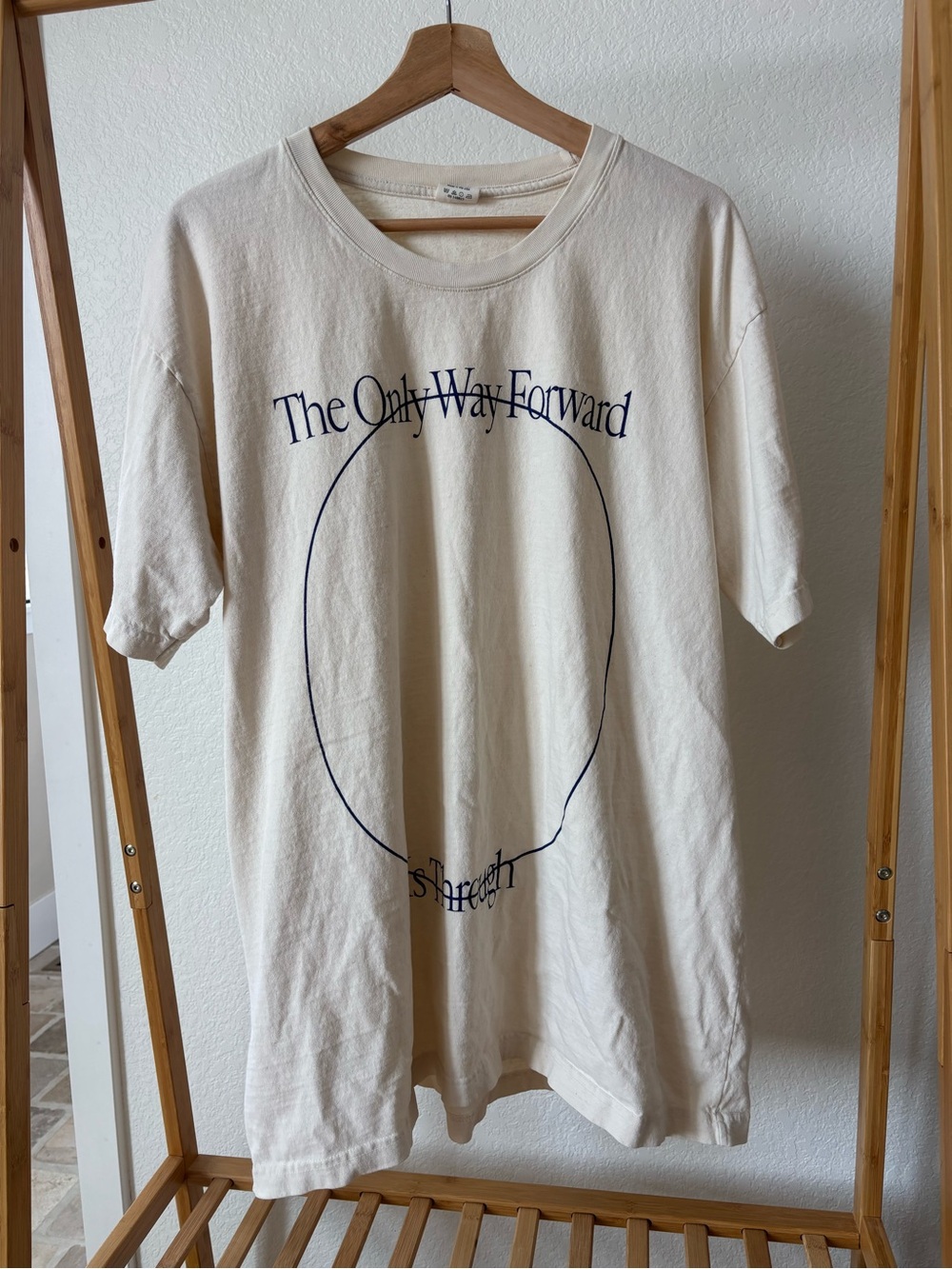 Moon List Cream Shirt with Navy Print
